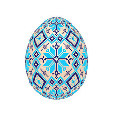 the easter egg with ukrainian cross-stitch ethnic pattern. pysanka ornament. isolated vector.