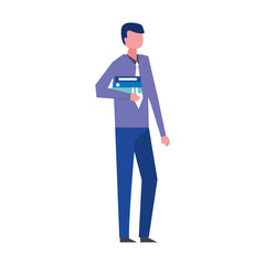 businessman elegant with books avatar character