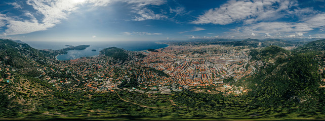 Nice city in the south of France on the azure coast drone Air 360 vr virtual reality drone panorama