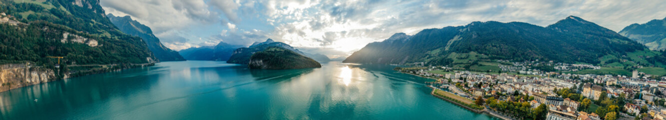 Swiss Mountain Lake nature Drone drone Air 360 vr virtual reality drone panorama
