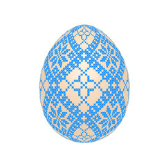 the easter egg with ukrainian cross-stitch ethnic pattern. pysanka ornament. isolated vector.