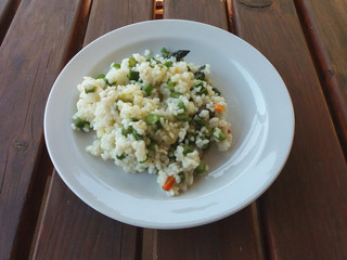 asparagus risotto in a dish