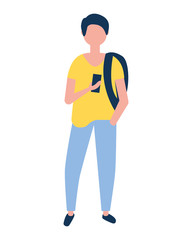 young man using smartphone device