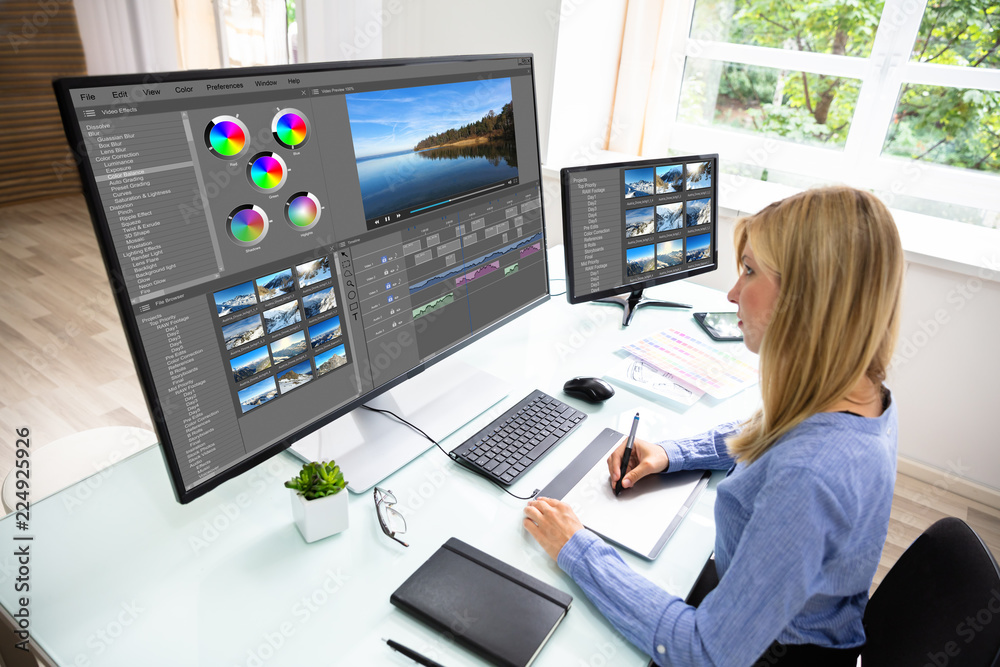 Poster Editor Editing Video On Computer