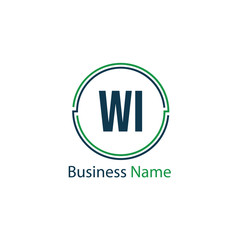 Initial Letter WI Logo Template Design