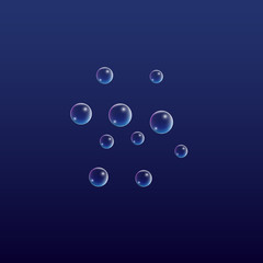 ubble with Hologram Reflection. Set of Realistic Water or Soap Bubbles for Your Design.