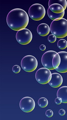 ubble with Hologram Reflection. Set of Realistic Water or Soap Bubbles for Your Design.