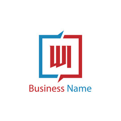 Initial Letter WI Logo Template Design