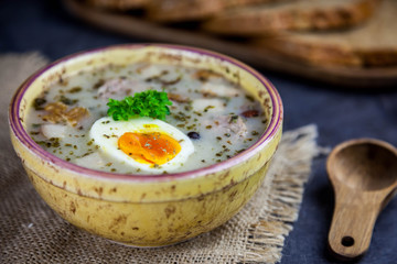 Żurek - polish easter soup with eggs and white sausage