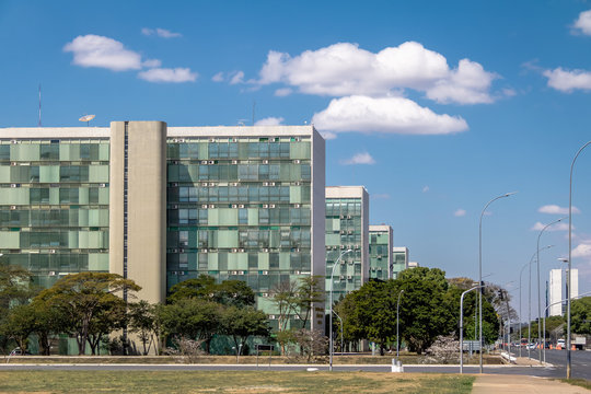 Ministry buildings at Esplanade of the Ministeries (Esplanada dos Ministerios) - government departments offices - Brasilia, Distrito Federal, Brazil