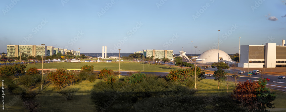 Poster Panoramic view of Brasilia and Esplanada dos Ministerios (Esplanade of the Ministeries) - Brasilia, Distrito Federal, Brazil