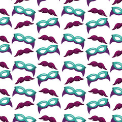 carnival festival masks and mustaches hipster pattern