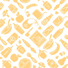 Baby food seamless pattern. Flat style vector illustration. Suitable for wallpaper, wrapping or textile