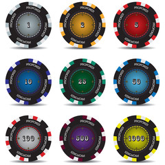 Set of poker chips