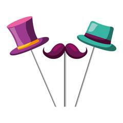 Fototapeta premium mustache top hat and bowler carnival costume party