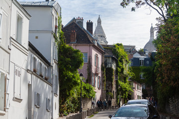 Leafy street near the Sacre Cœur - France