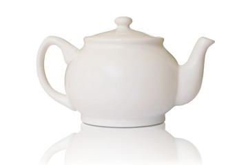 White Ceramic Teapot Isolated on White Background