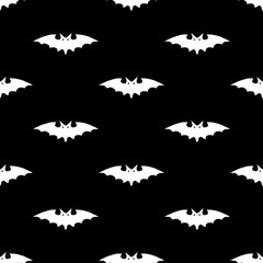 Seamless background with bats. Halloween vector illustration black and white
