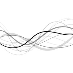 Abstract curved and wave black lines transparent background