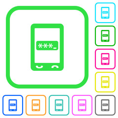 Mobile pin code vivid colored flat icons