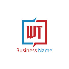 Initial Letter WT Logo Template Design