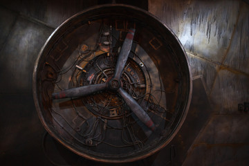 Obraz na płótnie Canvas Steampunk retro background. Large propeller
