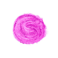 Bright red lipstick in the shape of a circle in the form of a symbol of Yin-Yang, isolated on a white background.