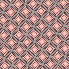 modern colorful diamonds repeating pattern in pink, peach and grey with 3D appearance for textile, fabric, backdrops, backgrounds, templates and creative surface designs. pattern swatch at eps.file