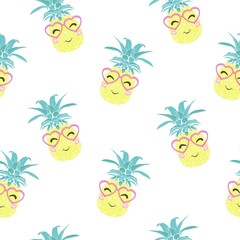 Fototapeta premium Cute seamless print with pineapples