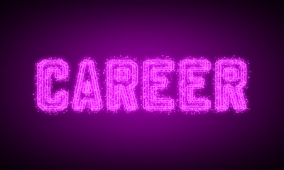 CAREER - pink glowing text at night on black background