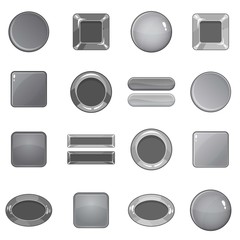 Blank web buttons icons set in monochrome style isolated on white background