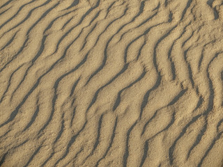 texture of sand waves on the beach or in the desert. the ripples of the sand is diagonal.