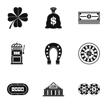 Casino game icons set. Simple illustration of 9 casino game vector icons for web
