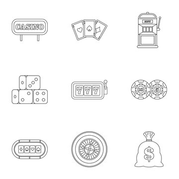 Win icons set. Outline illustration of 9 win vector icons for web