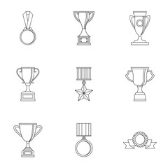 Championship icons set. Outline illustration of 9 championship vector icons for web