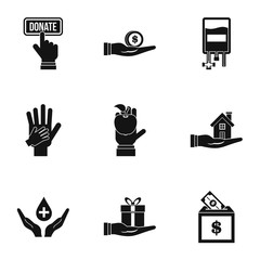 Patronage icons set. Simple illustration of 9 patronage vector icons for web