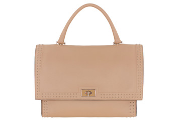 Bag on white background. Women's Italian branded designer bag isolated.