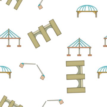 Types of bridges pattern. Cartoon illustration of types of bridges vector pattern for web