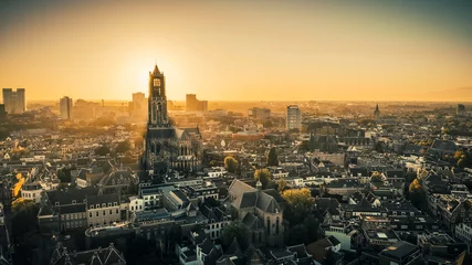 Fotobehang Nederlandse zonsondergang per drone © Yoshi
