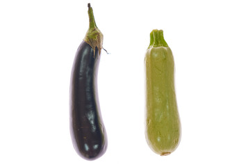 zucchini and eggplant isolated on white background