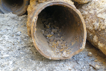 pipes clogged with sediment rust