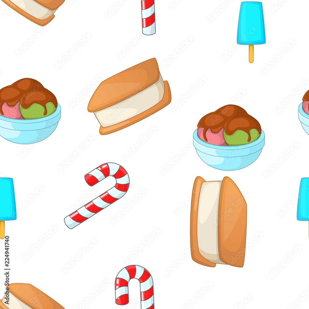Wall mural Pastries pattern. Cartoon illustration of pastries vector pattern for web - Wall murals