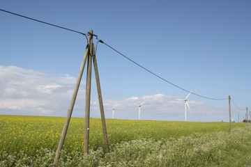 Fototapeta na wymiar Windmills and electticity