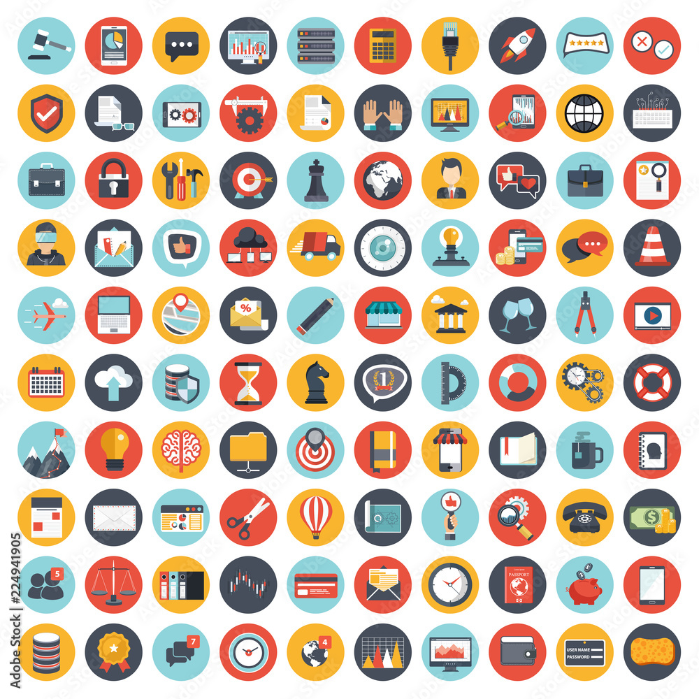 Canvas Prints business and management icon set for websites and mobile applications. flat vector illustration
