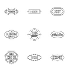 Sticker icons set. Outline illustration of 9 sticker vector icons for web