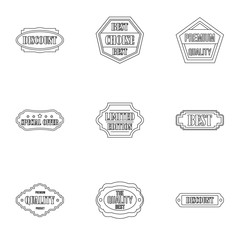 Fototapeta premium Types tag icons set. Outline illustration of 9 types tag vector icons for web