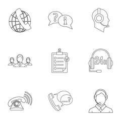 Support icons set. Outline illustration of 9 support vector icons for web
