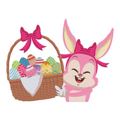 Rabbit holding basket with easter eggs