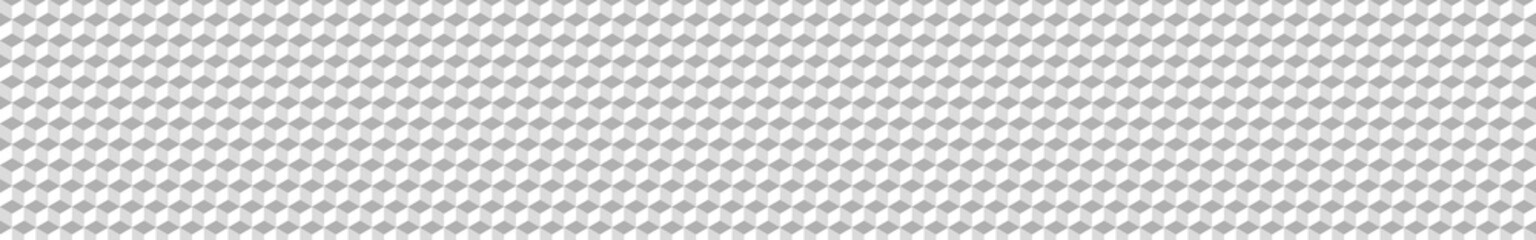 Abstract horizontal banner or background of small isometric cubes in white colors.