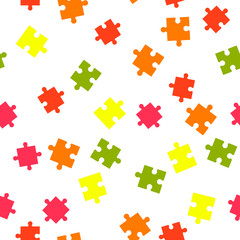 Colorful puzzle seamless background pattern. Vector illustration isolated on white background